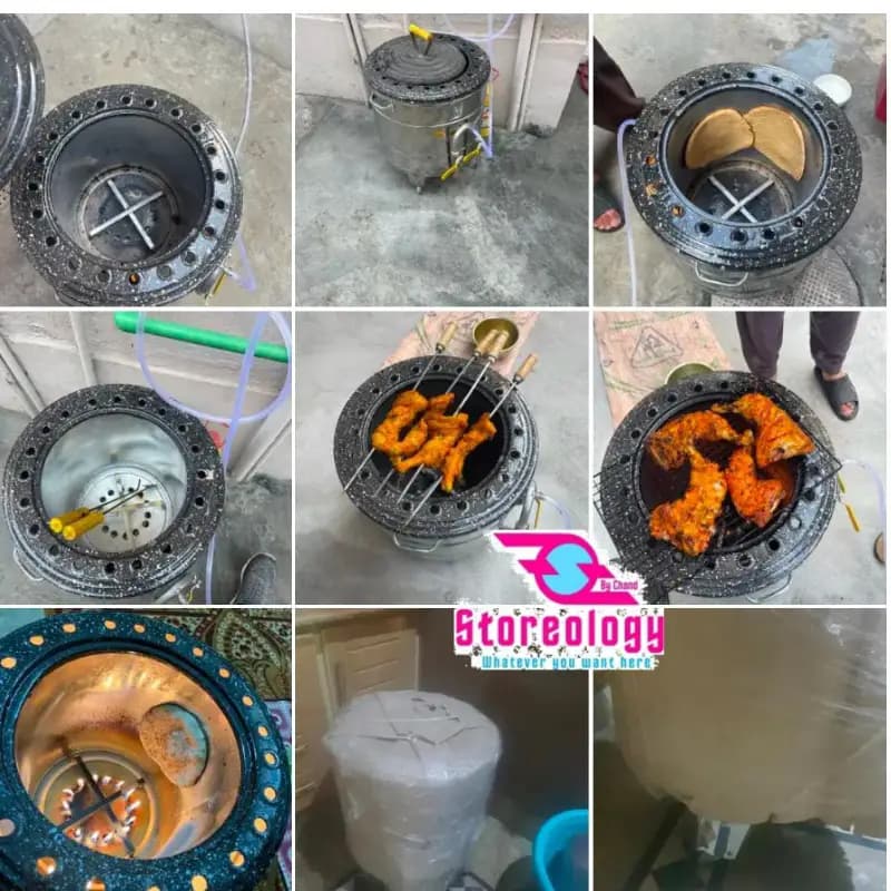 Gas Tandoor for Roti Baking | 4 Roti  Stainless Steel Tandoor | LPG & Methane Compatible | Portable & Double Insulated | Home & Restaurant Use Storeology by chand


Introducing our premium *Gas